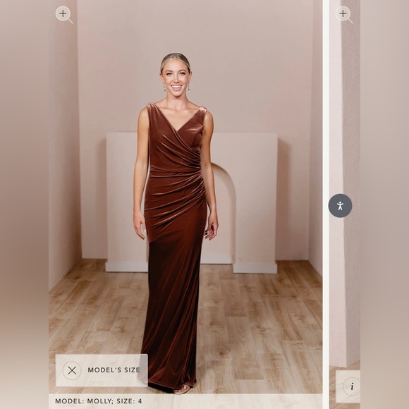 NWT Revelry Dawson Terra Cotta Velvet Dress - Bridesmaid or MoB - Picture 2 of 13